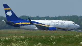 Nauru Airlines B737700 TakeOff from Norwich Airport Rare [upl. by Obocaj432]