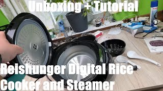 Reishunger Digital Rice Cooker and Steamer in Black with Keep Warm Function unboxing amp instructions [upl. by Photima]