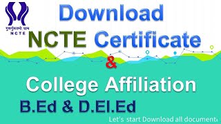 Download NCTE Certificate and College Affiliation [upl. by Erdnoed]