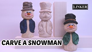 How to Carve a Simple Snowman with Coat Full Woodcarving Tutorial [upl. by Isaiah]