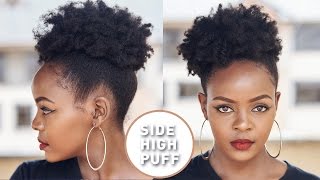 How To High Side Afro Puff on Natural Hair [upl. by Normie100]