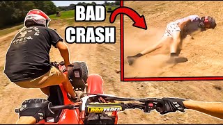 I RAN GARRET OVER FourWheeler VS Dirt Bike [upl. by Ced]