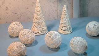 DIY String Ornaments balls and trees [upl. by Odyssey]