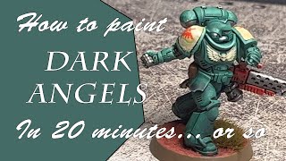 How to paint Dark Angels Space Marine  FAST and EASY [upl. by Yelkao]