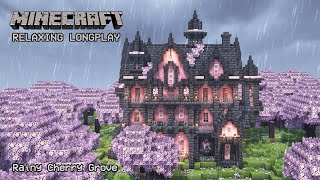 Minecraft Relaxing Longplay  Rainy Cherry Grove  Cozy Cottage House No Commentary 120 [upl. by Bridgid]