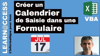 VBA Excel  Comment utiliser un Calendrier de saisie sous la forme dun formulaire [upl. by Biggs130]