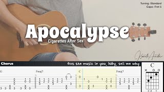 Apocalypse  Cigarettes After Sex  Fingerstyle Guitar  TAB  Chords  Lyrics [upl. by Aura]