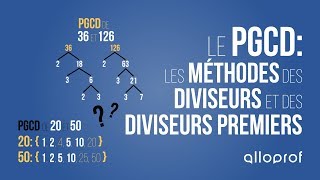 Le PGCD  les méthodes des diviseurs et des diviseurs premiers  Mathématiques  Alloprof [upl. by Townsend870]