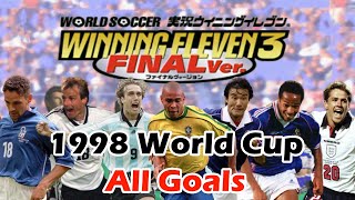 PS1 Winning Eleven 3 Final 1998 World Cup All Goals [upl. by Aleiram944]