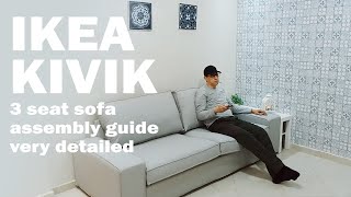 IKEA kivik 3 seat sofa assembly instructions very detailed [upl. by Ronoc]