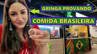 GRINGA provando comida brasileira [upl. by Gwendolin]