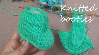 Baby booties How to Knit BABY BOOTIES simple for beginnerseasy [upl. by Tongue]