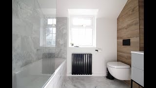 REVEAL Modern marble bathroom makeover with black taps and herringbone tiles  amazing makeovers [upl. by Jeromy967]