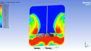 Mixing tank TCFD analysis using sliding mesh and multiphase modeling in Fluent [upl. by Obidiah743]