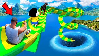 SHINCHAN AND FRANKLIN TRIED IMPOSSIBLE SECRET WATERSLIDE PRIZE DEEPEST HOLE CHALLENGE GTA 5 [upl. by Nitsug308]