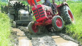 Eicher 485 Tractor Stuck in with Loaded Trolley Pulling New Holland 3630 and Mahindra 275 Di XP plus [upl. by Rotberg]