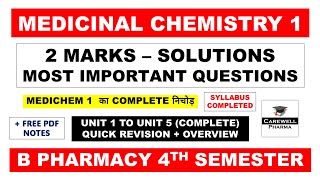 2 Marks Solutions  Medicinal Chemistry Pharmacy 4th Sem Important Questions  Carewell Pharma [upl. by Africah]