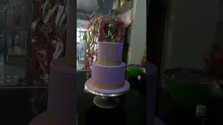 Two tier cake design first birthday cake design short youtubeshorts [upl. by Eislek]