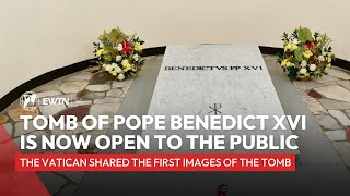 First images of the tomb of Pope Benedict XVI in the Vatican Grottos beneath St Peters Basilica [upl. by Aunson]