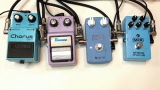 Analog Chorus Shootout Boss CE2 Ibanez CS9 Joyo MXR [upl. by Teodor]