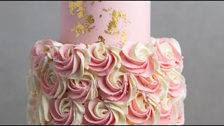 How To Make Two Tier Pink Rosette Cake Rosies Dessert Spot [upl. by Namolos657]