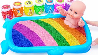 Satisfying Video l How to make Rainbow Glossy Bathtubs into Squishy and Playdoh Cutting ASMR [upl. by Irmo169]