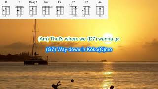 Kokomo by The Beach Boys play along with scrolling guitar chords and lyrics [upl. by Grosmark]