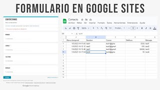 como CREAR un FORMULARIO de CONTACTO en GOOGLE SITES 2023 🚀 [upl. by Ttnerb]