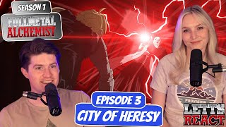 A Philosophers Stone  Full Metal Alchemist Brotherhood Fiancé Reaction  Ep 3 quotCity of Heresyquot [upl. by Zellner]