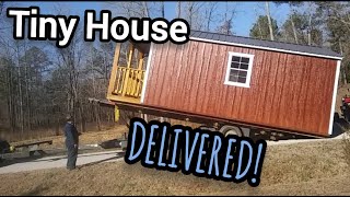 Delivery of 12x24 Derksen Tiny House Cabin to my New Homestead  Anns Tiny Life [upl. by Imeka]