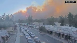 Long lines of cars escape South Fork fire [upl. by Beshore]