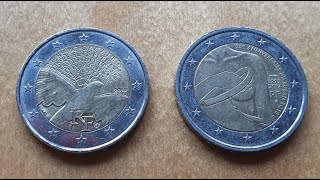 2 Euro Münzrollenjagd 13  Frieden und rosa Schleife 3 Münzrollen [upl. by Ecnadnak235]