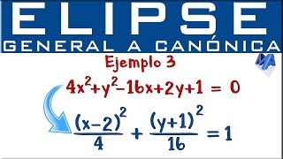 Elipse  Pasar de la ecuación general a la canónica  ordinaria  Ejemplo 3 [upl. by Wehner]