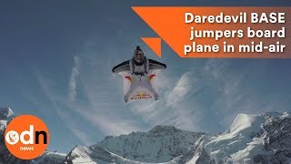 Daredevil BASE jumpers board plane in midair [upl. by Hampton]