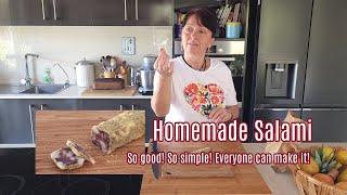 Homemade Salami Recipe  Super Easy  Very Delicious selfsufficiency meat recipe [upl. by Avron870]