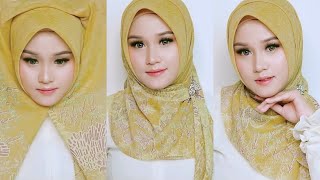 2 Style Hijab Segi Empat Motif Premium  Tren Kekinian  Simple Elegand [upl. by Noramac]