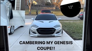 FRONT CAMBER ON MY GENESIS COUPE SLOTTED STRUTS AND ISR ARMS [upl. by Godden]