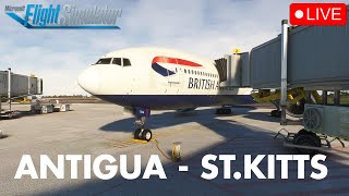 FLYING PMDG 777 INTO SMALL CARIBBEAN AIRPORTS  Antigua  StKitts [upl. by Lurlene663]