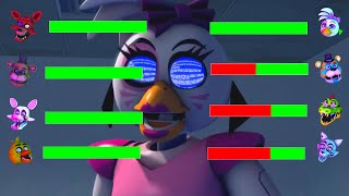 SFM FNaF Security Breach vs Disney Animatronics WITH Healthbars [upl. by Arrik]