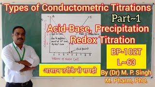 Types of Conductometric Titrations  Part1  Pharmaceutical Analysis  BP102T  L63 [upl. by Naihtsirc578]