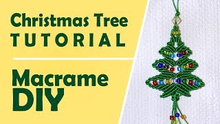 Macramé Hanging Christmas Tree 🎄 Tutorial by Macrame School [upl. by Ebag]