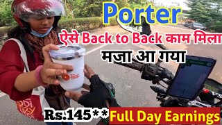 Porter Bike Delivery Full Day Earnings Ola Uber ने भी अच्छा साथ दिया VSKVlogs [upl. by Revolc979]