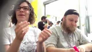 Geeking Out Comic Con Interview wPendleton Ward amp Rebecca Sugar [upl. by Ahsinyd]