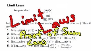 Limit Laws  Proof of Sum Law [upl. by Ilona874]