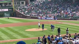 Ben Zobrist Throws First Pitch at Wrigley Field [upl. by Jori]