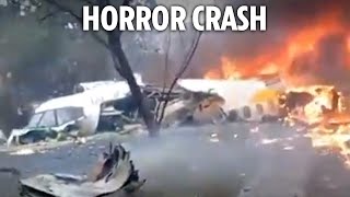 Chilling footage shows plane falling to ground and exploding in horror crash that left 62 dead [upl. by Asirahc]