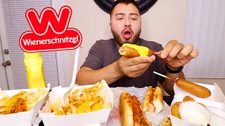 WIENERSCHITNZEL CHILI CHEESE DOGS  CHILI CHEESE FRIES MUKBANG [upl. by Jeremy]