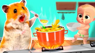 Funniest Story Between Hamster And Baby Boss  Funny Hamster Cartoons [upl. by Nyre]