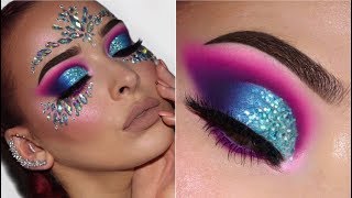 FESTIVAL INSPIRED MAKEUP TUTORIAL  Colourful amp Glittery [upl. by Okikuy]