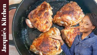 Cast Iron Fried Chicken Thighs  CRISPY ON THE OUTSIDE JUICY ON THE INSIDE [upl. by Nyluqcaj]